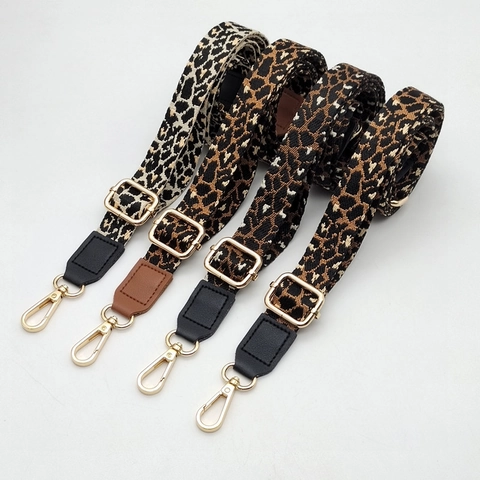 Tracolla per Borsa Regolabile con Stampa Leopardata Tracolla Larga di Ricambio con Estremità in Pelle PU e Ganci in Metallo