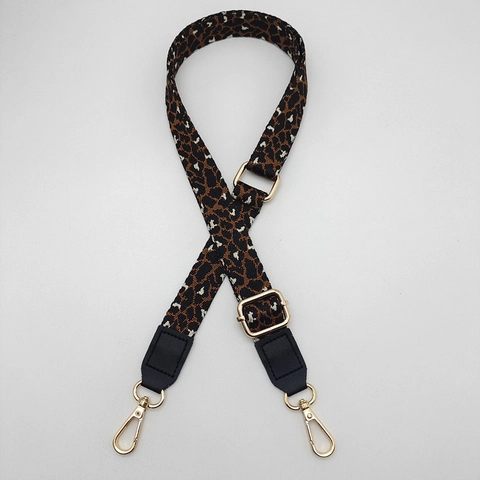 Tracolla per Borsa Regolabile con Stampa Leopardata Tracolla Larga di Ricambio con Estremità in Pelle PU e Ganci in Metallo