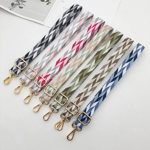 Women Adjustable Wide Bag Strap Replacement Polyester Woven Geometric Pattern Shoulder Belt For Crossbody Bag Handbag Accessories