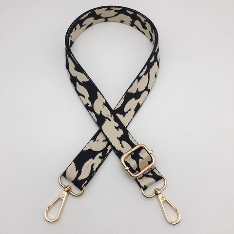 Adjustable Leopard Camouflage Pattern Jacquard Bag Strap Wide Replacement Shoulder Strap With Metal Swivel Hooks