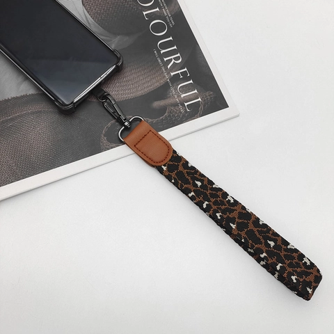 Mode Leopardenmuster Handy-Lanyard Geflochtene Handschlaufe Mit Metallhaken Und Patch Nylon Polyester Anti-Verlust Handy-Kette Damen Herren