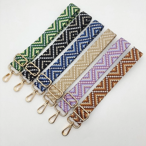Ethnic Geometric Pattern Woven Bag Strap Replacement Adjustable Shoulder Crossbody Strap Polyester Colorful Bag Accessories