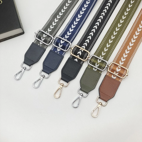 Tracolla Larga Regolabile per Borse Cintura di Ricambio per Borsa a Tracolla in Poliestere Intrecciato con Motivo Chevron e Ganci in Metallo