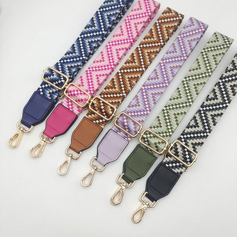 Adjustable Wide Shoulder Strap Replacement For Crossbody Handbags Ethnic Style Woven Pattern Alloy Buckle Bag Strap