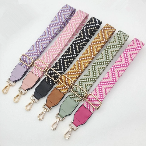 Adjustable Wide Shoulder Strap Replacement For Crossbody Handbags Ethnic Style Woven Pattern Alloy Buckle Bag Strap
