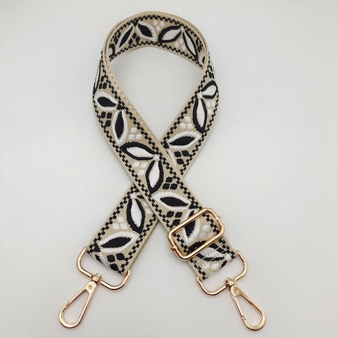 Tracolla Universale Regolabile di Ricambio Larga in Poliestere Jacquard con Motivo a Foglia Chiusura in Lega per Borsa da Donna Stile Chitarra