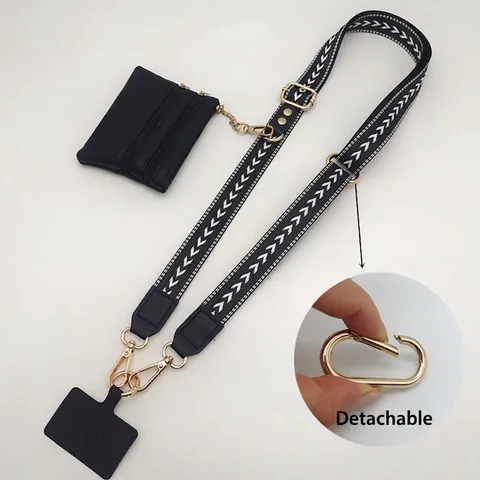 Correa Ajustable para Teléfono Con Monedero Desmontable Patrón Geométrico Cordón Trenzado para Hombro Accesorios