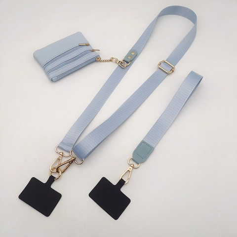 Juego de Cordón para Teléfono de Nailon Ajustable Con Mini Billetera Correa de Muñeca de Cuero PU Gancho de Metal Correa de Hombro Universal para Mujer