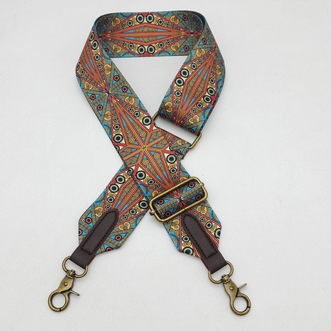 Tracolla Larga Bohémien Etnica Regolabile Tracolla Multicolore con Motivo Geometrico per Borse a Mano Borsa a Tracolla Cintura di Ricambio in Poliestere con Ganci in Metallo