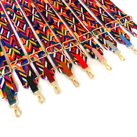 Tracolla Larga Multicolore Regolabile per Borsa Stile Etnico in Poliestere Intrecciato Ricambio per Borsa a Tracolla