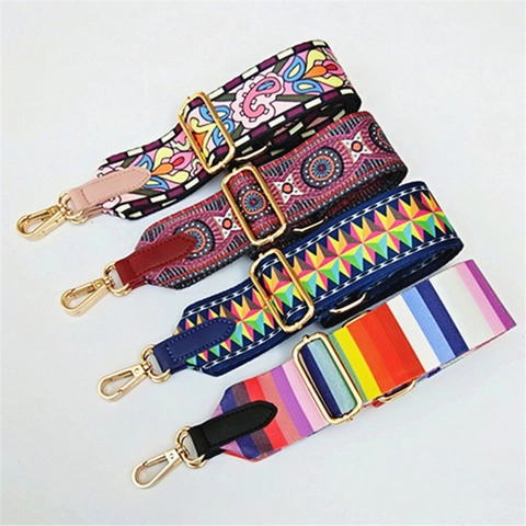 Etnische Stijl Kleurrijke Brede Schouderriem Verstelbare Vervangende Nylon Tasriem Voor Crossbodytas Dames Modeaccessoire