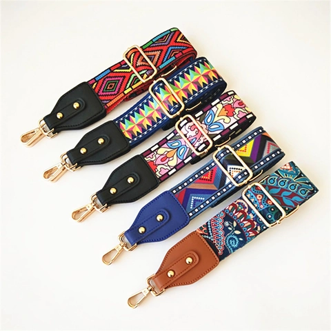 Tracolla per Borsa Larga in Stile Etnico Regolabile Colorata in Tessuto Jacquard Sostitutiva per Borse a Tracolla Donna