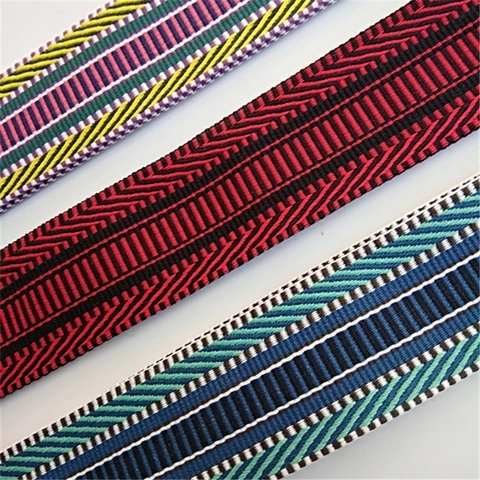 Ethnic Style Wide Adjustable Shoulder Strap Geometric Woven Embroidered Polyester Bag Strap Replacement Belt For Crossbody Bag Women Fashion Accessory