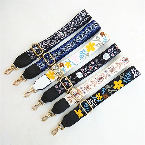 Tracolla Larga di Ricambio Stile Etnico Ricamata a Fiori Regolabile per Borse da Donna Borse a Tracolla Accessori