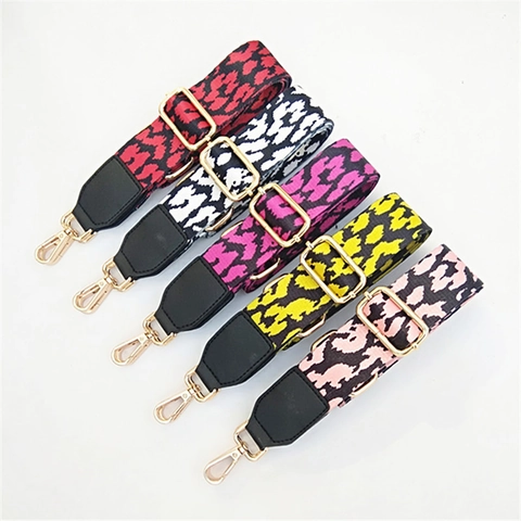 Leopard Print Wide Adjustable Shoulder Bag Strap Replacement For Handbags Crossbody Bags Polyester Straps With Gold Buckle