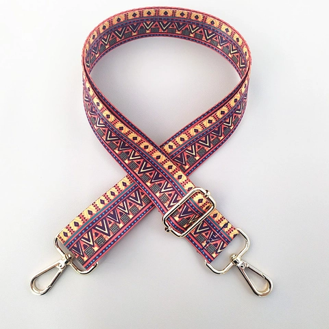 Adjustable Replacement Bag Strap Wide Shoulder Strap For Handbags Colorful Pattern Polyester Cotton Belt With Metal Clasp