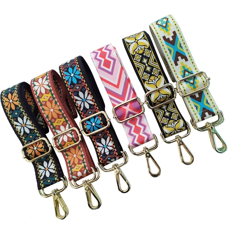 Etnische Boheemse Verstelbare Tasriem Vervangende Schouderriem Geweven Jacquard Crossbody Tasriem Met Gouden Gesp