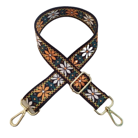 Etnische Boheemse Verstelbare Tasriem Vervangende Schouderriem Geweven Jacquard Crossbody Tasriem Met Gouden Gesp