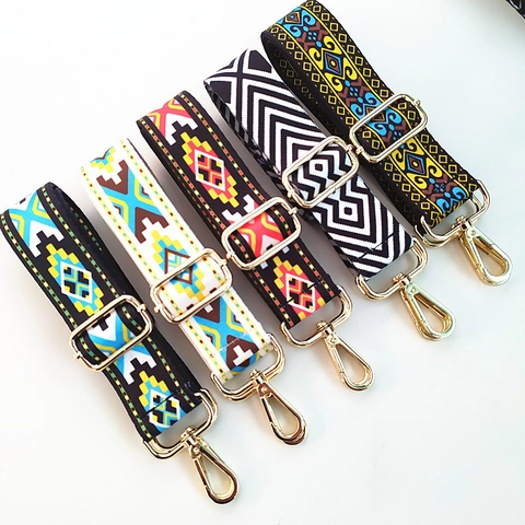 Etnische Stijl Brede Tasriem Vervangende Schouderband Verstelbaar Jacquard Geweven Patroon Voor Crossbody Handtassen Vrouwen Sieraden Accessoires