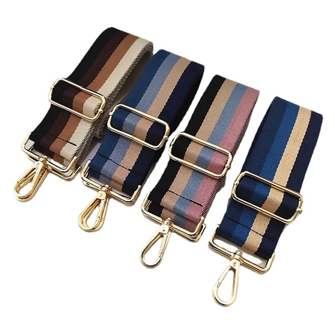 Large Bandoulière de Remplacement Réglable Sangle de Sac Tissée en Polyester Rayée pour Sacs à Main Messenger Crossbody