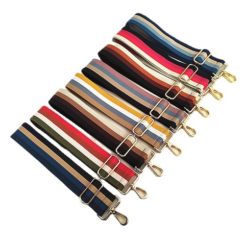 Large Bandoulière de Remplacement Réglable Sangle de Sac Tissée en Polyester Rayée pour Sacs à Main Messenger Crossbody