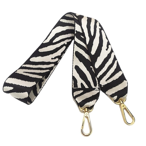 Correa de Bolso Ancha de Nailon Repuesto Moda Estampado de Cebra Con Hebilla de Metal Dorado Correa Ajustable para Bolsos de Mujer