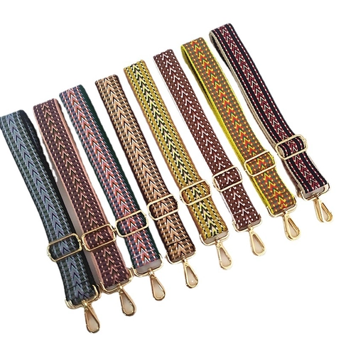 Tracolla Larga Geometrica Boema Regolabile in Jacquard Tessuto Ricambio Cinturino per Borsa Con Fibbia in Metallo per Borse a Tracolla