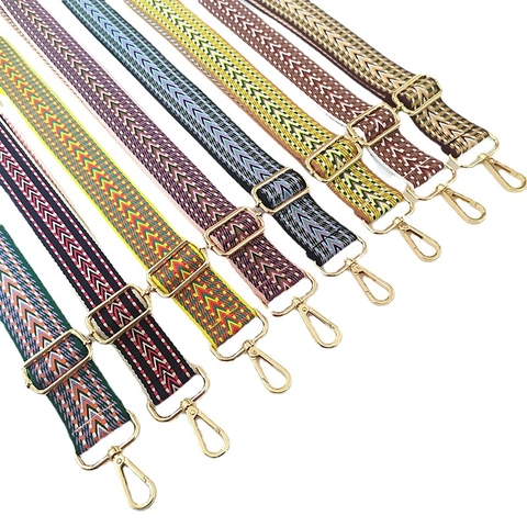 Tracolla Larga Geometrica Boema Regolabile in Jacquard Tessuto Ricambio Cinturino per Borsa Con Fibbia in Metallo per Borse a Tracolla