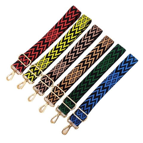 Adjustable Wide Bag Strap Replacement Colorful Stripe Polyester Woven Shoulder Crossbody Strap Geometric Pattern Accessories