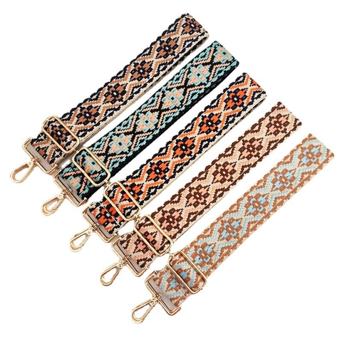 Tracolla Larga Regolabile in Stile Etnico Ricambio con Motivo Jacquard Geometrico Cinturino per Borsa a Tracolla da Donna
