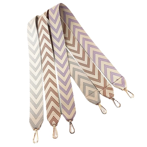 Tracolla Larga Donna Tracolla Regolabile Jacquard Chevron Sostituzione Tracolla Con Ganci in Metallo Dorato Per Borse A Tracolla