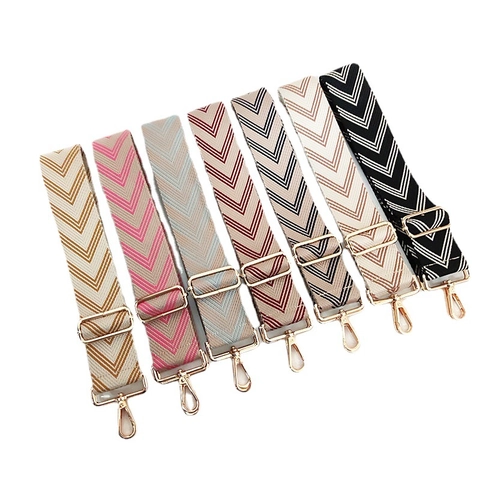 Tracolla Larga Regolabile di Ricambio per Borse a Tracolla in Misto Cotone Motivo Chevron Intrecciato Con Fibbia in Metallo
