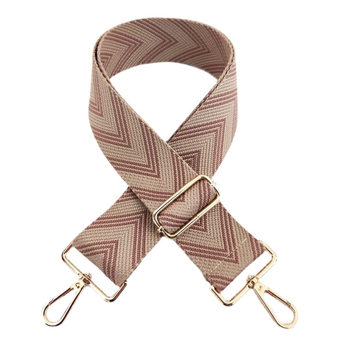 Tracolla Larga Regolabile di Ricambio per Borse a Tracolla in Misto Cotone Motivo Chevron Intrecciato Con Fibbia in Metallo