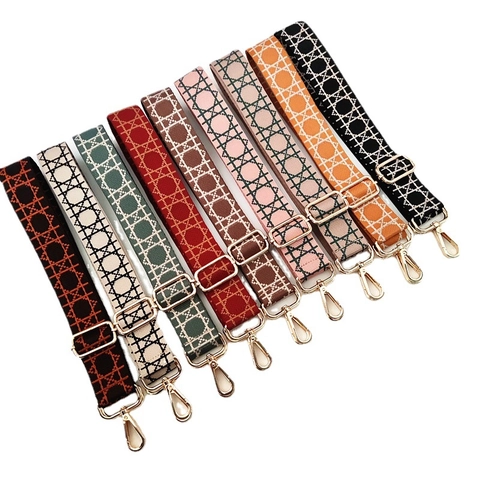 Universele Brede Verstelbare Tasriem Geometrische Jacquard Crossbody Schouderriem Vervanging Met Gouden Metalen Haken Vrouwen