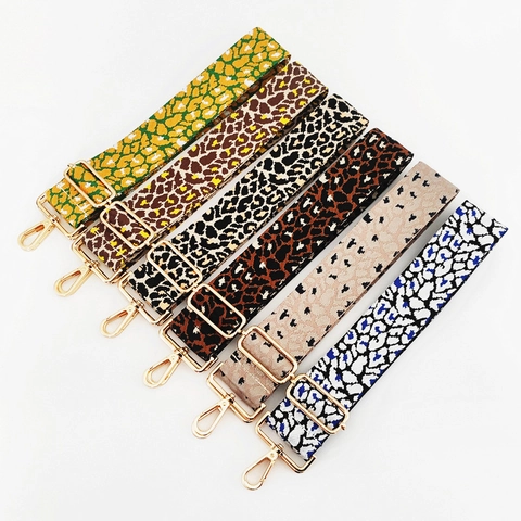 Tracolla per Borsa in Poliestere Jacquard Leopardata Regolabile Sostituzione Tracolla Larga Con Ganci in Metallo per Borse a Tracolla Donna DIY