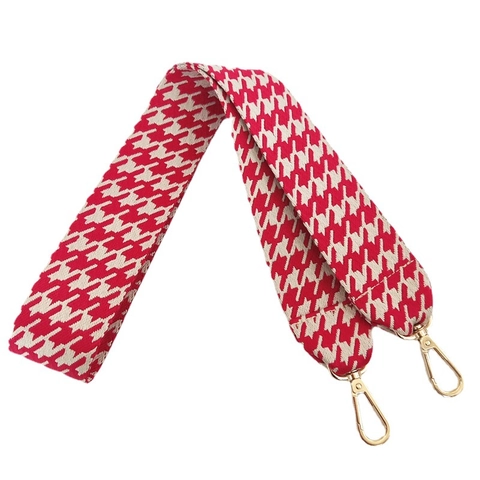 Classic Houndstooth Pattern Wide Bag Strap Replacement Polyester Shoulder Strap With Gold Metal Buckles For Women Crossbody Bags Accessories