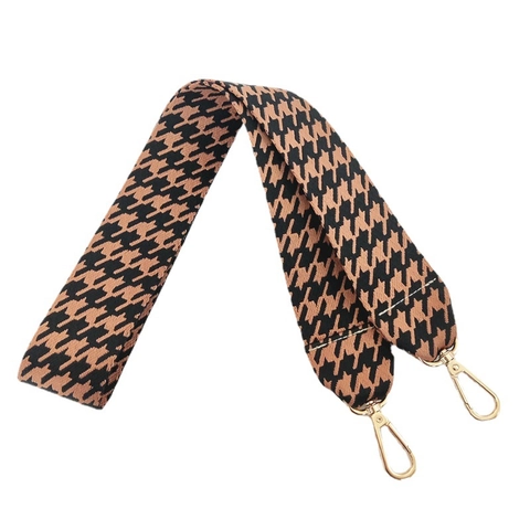 Classic Houndstooth Pattern Wide Bag Strap Replacement Polyester Shoulder Strap With Gold Metal Buckles For Women Crossbody Bags Accessories