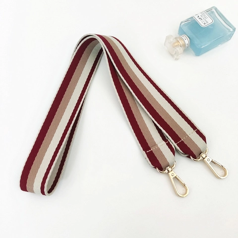 Vintage Striped Wide Replacement Shoulder Strap For Women Crossbody Bag Durable Polyester Cotton Woven Belt With Metal Clasps