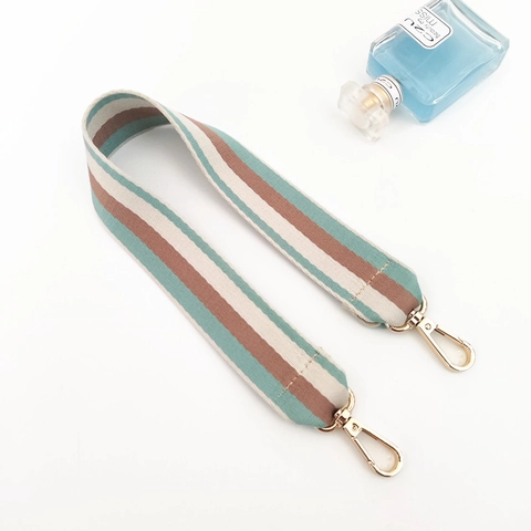 Vintage Striped Wide Replacement Shoulder Strap For Women Crossbody Bag Durable Polyester Cotton Woven Belt With Metal Clasps
