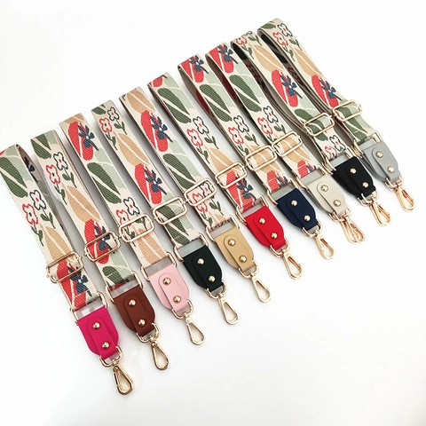 Tracolla Regolabile in Tela per Borsa con Ricamo Floreale Stile Etnico Bohémien Tracolla Larga per Borsa a Tracolla Donna