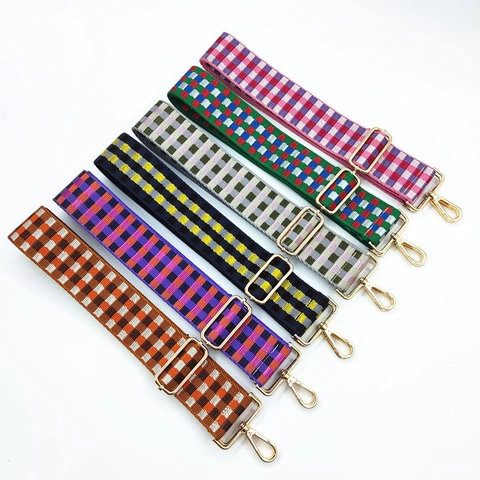 Verstellbarer Schachbrettmuster Breiter Taschengurt Nylon Gewebter Ersatzgurt Für Umhängetasche Handtasche Mode Schultergurt