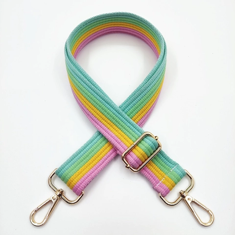 Adjustable Replacement Bag Strap Wide Colorful Striped Cotton Shoulder Strap For Handbags Crossbody Bags With Metal Hooks