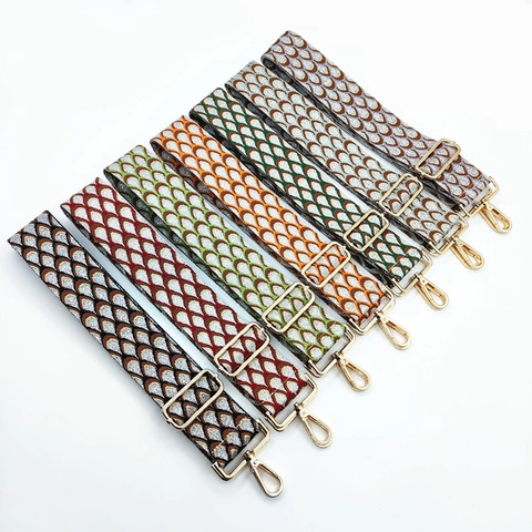 Tracolla Larga Regolabile per Borse Motivo Etnico Jacquard Pavone Cinturino di Ricambio con Fibbie in Metallo Dorato Donna