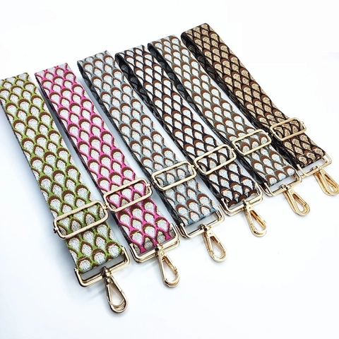 Tracolla Larga Regolabile per Borse Motivo Etnico Jacquard Pavone Cinturino di Ricambio con Fibbie in Metallo Dorato Donna