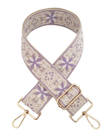 Tracolla da Donna Etnica Ricamata a Fiori Regolabile Larga in Poliestere Sostituzione Tracolla Boho Jacquard Cintura per Borsa Crossbody Gancio Oro