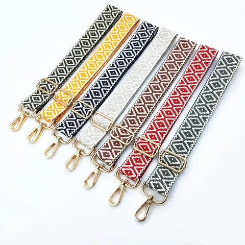 Tracolla Larga Stile Etnico Geometrico Ricambio Regolabile Borsa a Spalla o Tracolla Cintura Tessuta Jacquard Donna