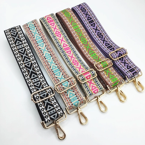 Boho Ethnisch Stil Breite Verstellbare Schultergurt Für Handtaschen Mehrfarbig Geometrisches Muster Gewebt Ersatz Taschengurt Damen Zubehör