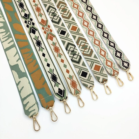 Tracolla per Borsa in Tessuto Jacquard in Stile Etnico Boho Tracolla di Ricambio Vintage con Motivo Geometrico a Rombi per Donna