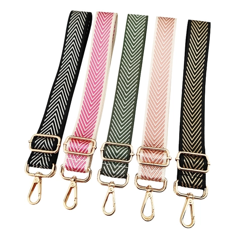 Bandoulière Large Réglable Remplacement Pour Sacs À Main Nylon Jacquard Motif Chevrons Accessoires De Sac Bandoulière