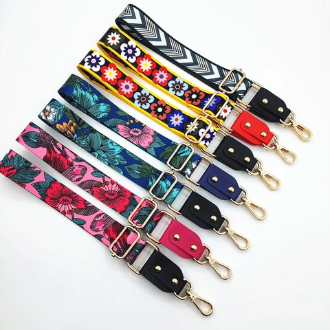 Correa de Bolso Ajustable con Estampado Floral Étnico Correa de Hombro de Repuesto con Hebillas de Metal para Mujeres